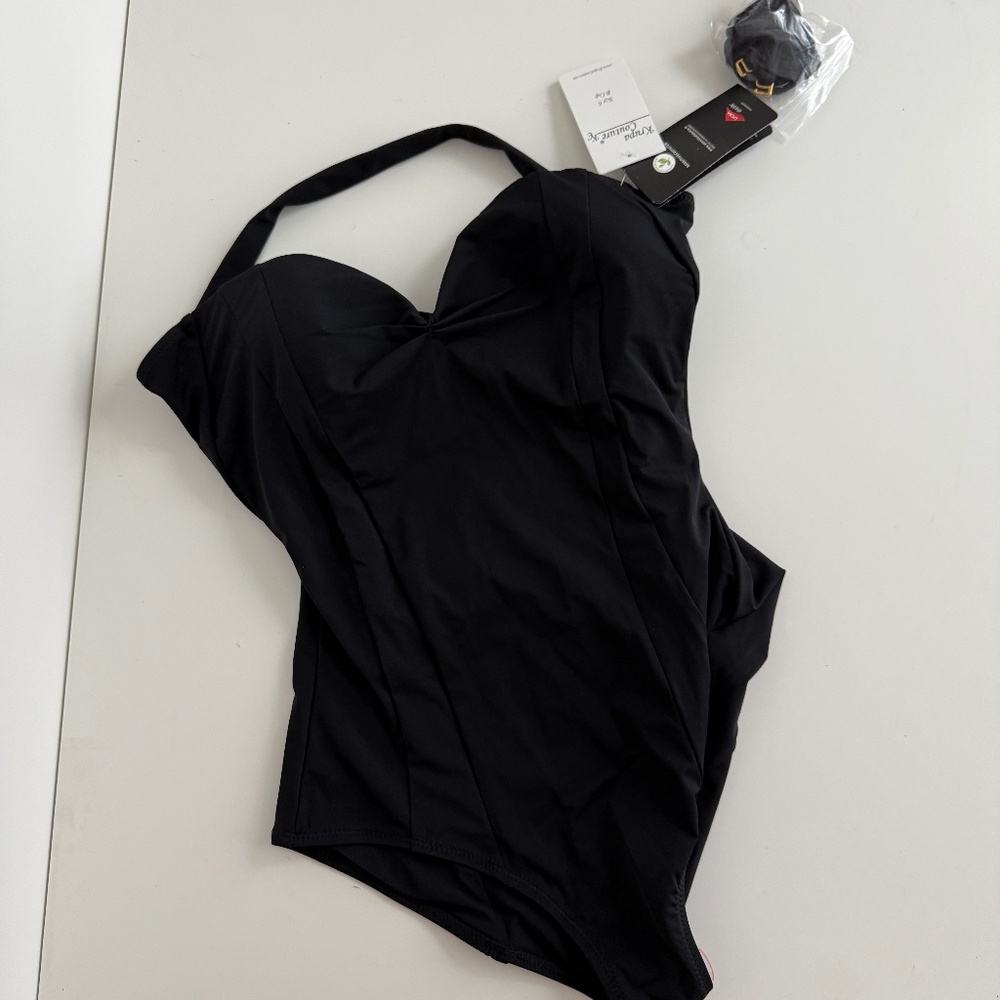 NWT Italian Krupa Couture One Piece Bathing Suit Sz 6 / B Cup